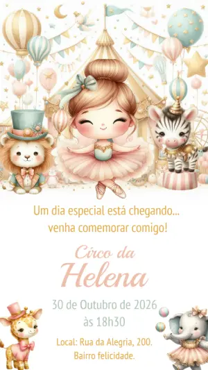 Invitation d'anniversaire Cirque – Statique – Bella Liz Convites