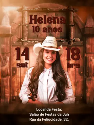 Convite de Aniversário Country com Foto para Editar Online