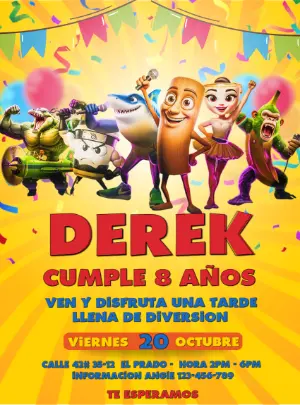 Vídeo Invitación de Cumpleaños con Personajes 3D para Editar