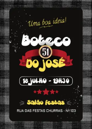 Convite Aniversário Boteco 51 para Editar Online e Imprimir