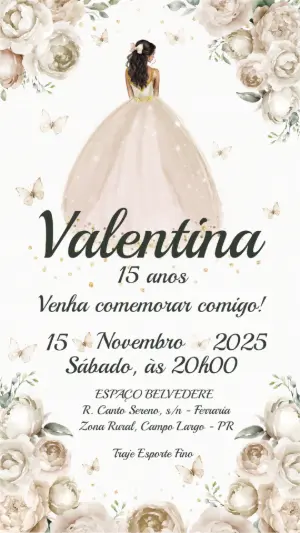 Quinceañera Invitation – Static – Convite digital - Edite você mesmo