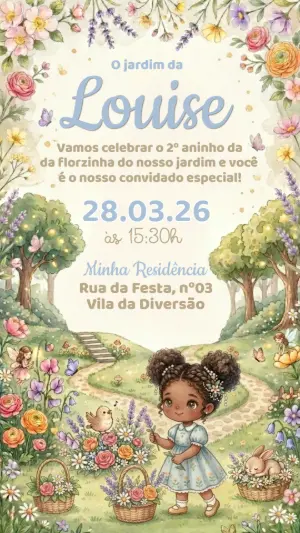 魔法花园生日邀请函 – 静态 – Convide aê!