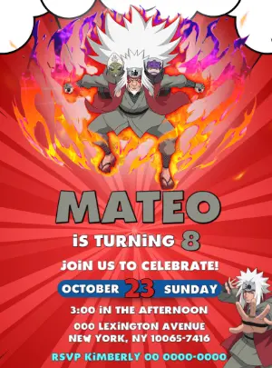 Jiraiya Naruto Birthday Invitation to Edit Online