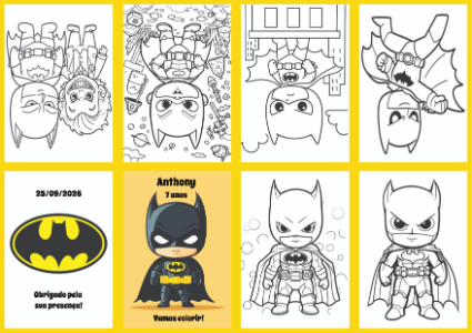 Lembrancinha Livrinho de Colorir Batman Baby Editável
