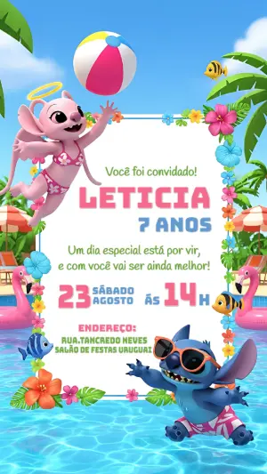 Invitación de cumpleaños Stitch – Estático – CollorGraph Convites