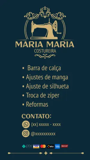 Cartão de Visita Costureira Elegante para Editar Online
