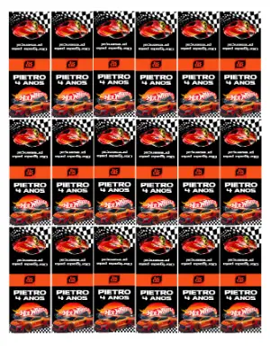 Adesivo TicTac Hot Wheels Editável: Rótulos para Aniversário de Carros