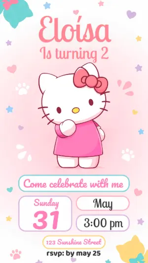 Editable Hello Kitty Birthday Invitation Template