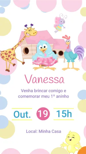 Convite Animado de Aniversário Fazendinha Rosa para Editar