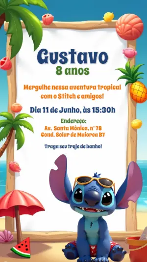 Invitación de cumpleaños Stitch – Estático – CollorGraph Convites