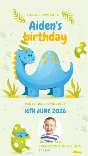 Invitación de cumpleaños Dinosaurio – Estático – Tay
