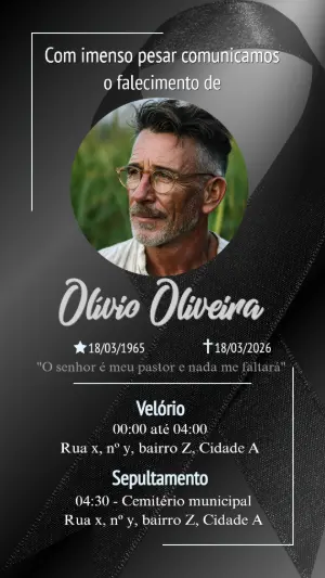 Comunicado de Falecimento Sóbrio e Elegante para Editar