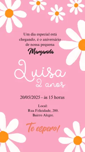 Convite Animado Aniversário Margarida para Editar Online
