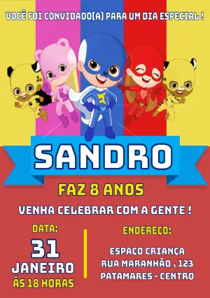 Convite de Aniversário Os Aventureiros para Editar Online