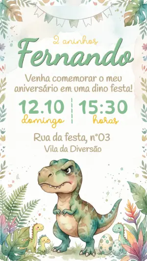 Invitación de cumpleaños Dinosaurio – Estático – Convide aê!
