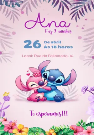 Invitación de cumpleaños Stitch – Estático – Lovers studio