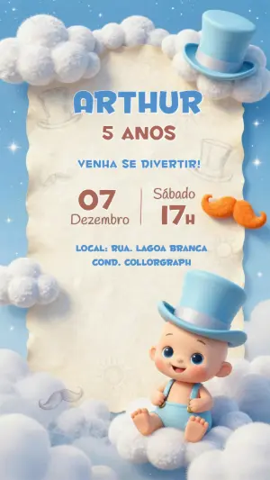 Convite de Aniversário Poderoso Chefinho Azul Editável