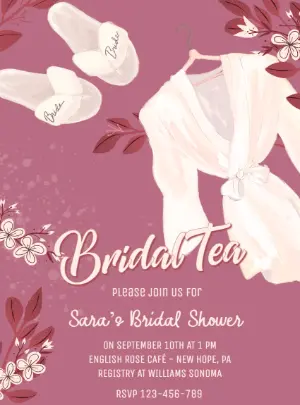 Elegant Bridal Shower Invitation with Robe - Editable Template