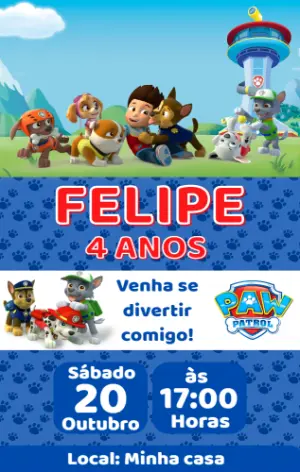 Invito di compleanno Paw Patrol – Statico – Color Art Studio