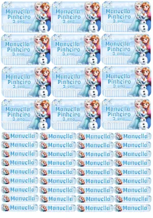 Etiquetas Escolares Frozen Editáveis com Anna e Elsa