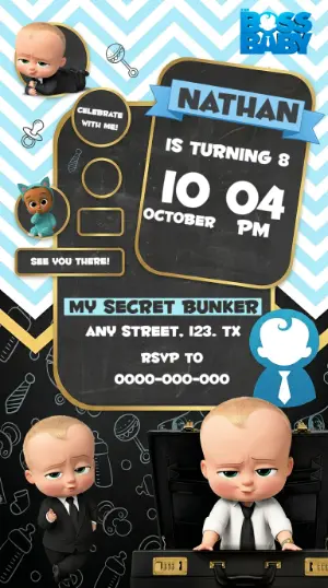 Editable Boss Baby Birthday Party Invitation Template