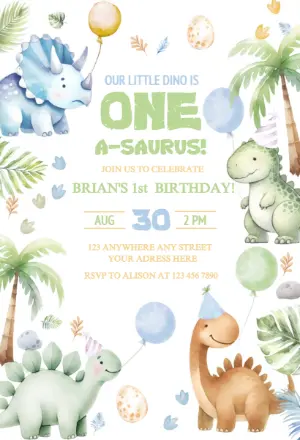 Invitación de cumpleaños Dinosaurio – Estático – Ana Clara