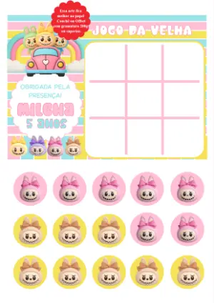 Jogo da Velha de Aniversário com Monstrinhos para Editar