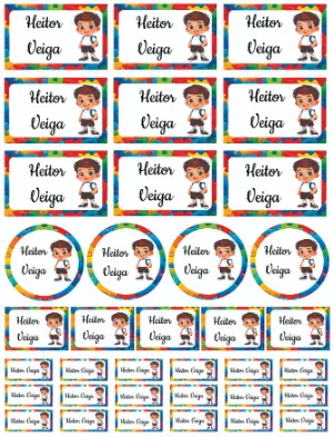 Etiquetas Escolares Autismo Colorido Modelo Editável