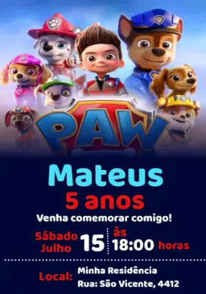 Invito di compleanno Paw Patrol – Statico – Mimos Designer