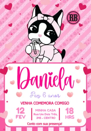 Convite Editável Aniversário Infantil Tema Rebecca Bonbon