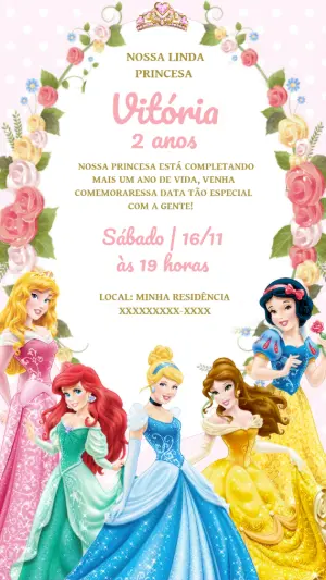 Invitación de cumpleaños Princesas – Estático – Tali Convites