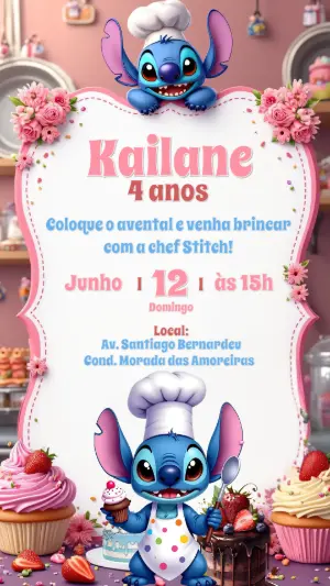 Invitación de cumpleaños Stitch – Estático – CollorGraph Convites