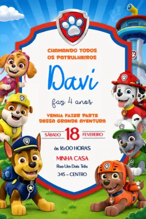 Invito di compleanno Paw Patrol – Statico – Jotta