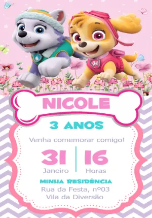 Invito di compleanno Paw Patrol – Statico – Convide aê!