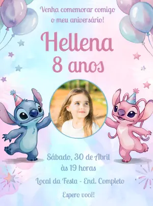 Invitación de cumpleaños Stitch – Estático – Decore Arte