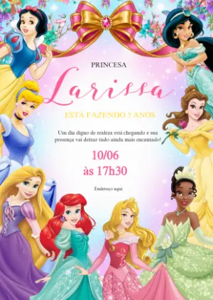 Invitación de cumpleaños Princesas – Estático – D.Couto