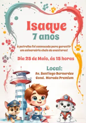 Invito di compleanno Paw Patrol – Statico – CollorGraph Convites