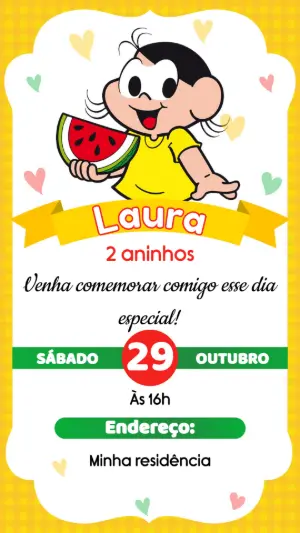 Convite de Aniversário Magali para Editar Online