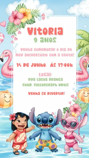 Stitch Birthday Invitation – Static – CollorGraph Convites