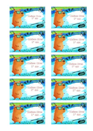 Etiqueta Escolar Editável com Capivara Descolada para Imprimir