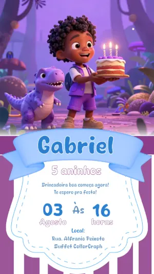 Invitación de cumpleaños Dinosaurio – Estático – CollorGraph Convites