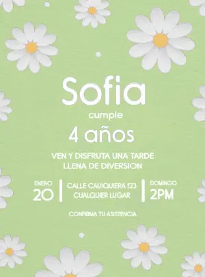 Invitación de Cumpleaños con Margaritas para Editar Online