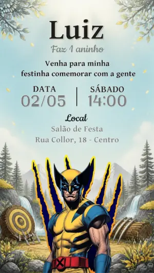 Convite de Aniversário Wolverine Digital para Editar