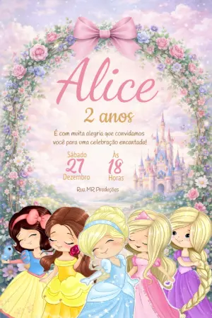 Invito di compleanno Principesse – Statico – Michelle 