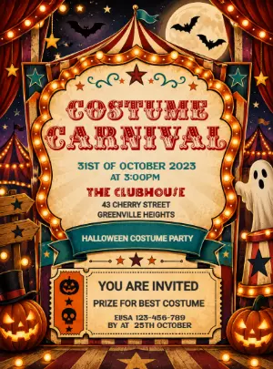 Vintage Halloween Carnival Invitation | Editable Template