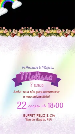 Convite Animado My Little Pony: Vídeo de Aniversário para Editar