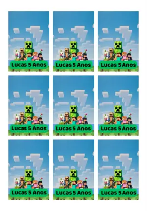 Tag Aniversário Minecraft com Personagens para Editar Online