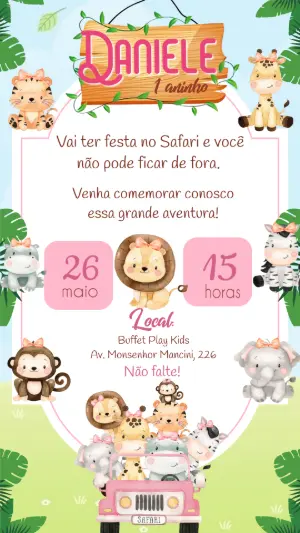 Safari Birthday Invitation – Static – Felicity Artes