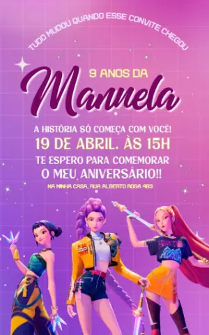 Invitation d'anniversaire KPop Demon Hunters – Statique – Querido Convite