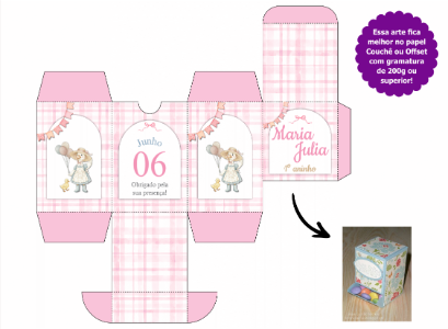 Caixa Baleiro Gansinha Fofa para Aniversário - Modelo Editável